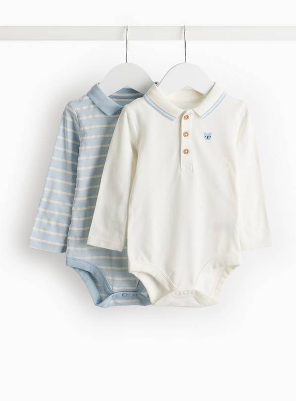 Blue Stripe & Whits Polo Bodysuits 6-9 months